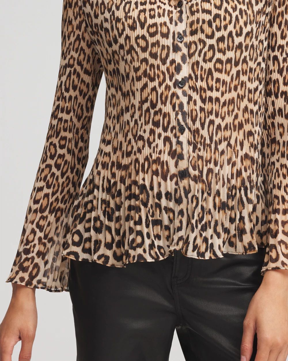 Animal-Print Pleated Georgette Blouse click to view larger image.