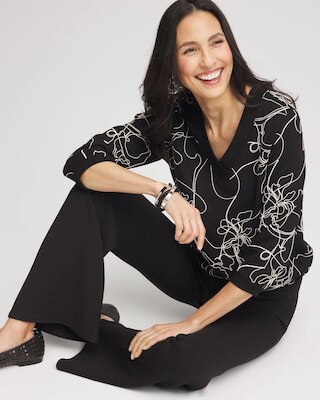 Zenergy® Double-Knit Embroidered Top click to view larger image.