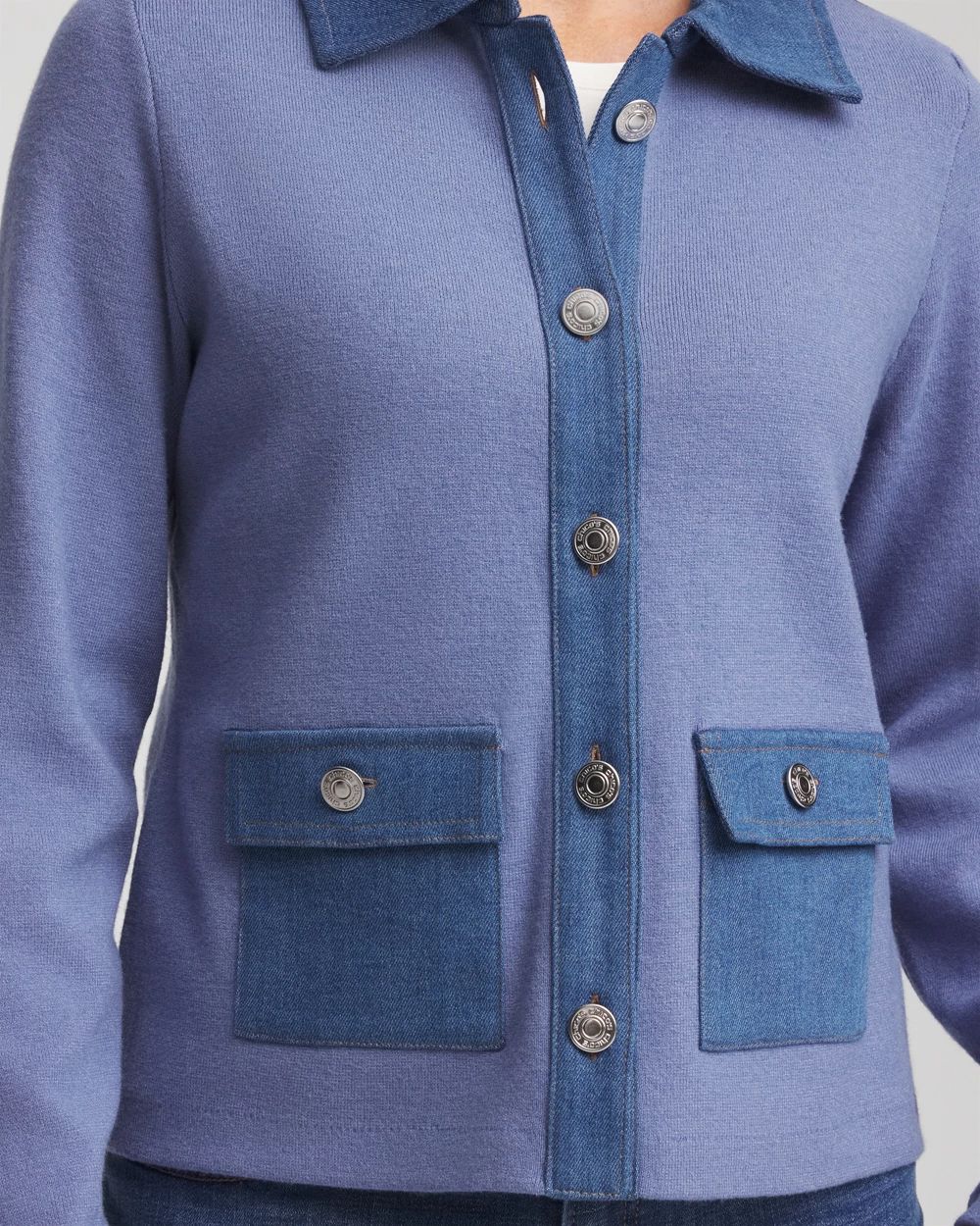 Denim Colorblock Marl Shirt Jacket click to view larger image.