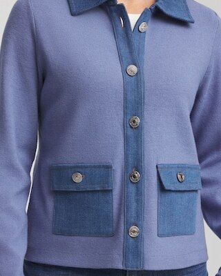 Denim Colorblock Marl Shirt Jacket click to view larger image.