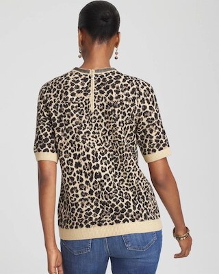 Embellished Crewneck Animal-Print Sweater click to view larger image.