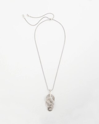 Silvertone Concentric Circles Pendant Necklace