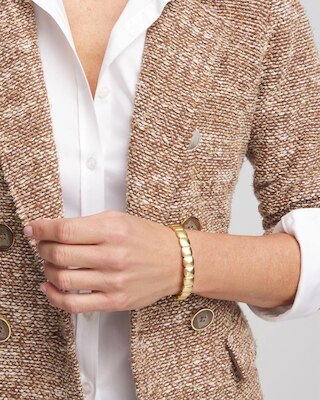 Golden Matte Square Stretch Bracelet click to view larger image.