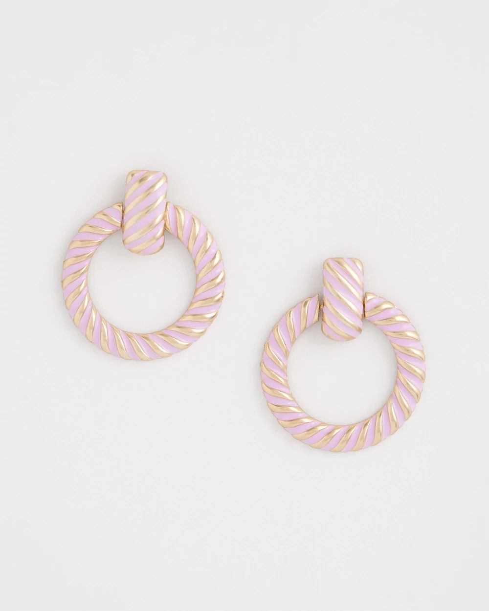 Pink Twist Drop Hoop Earrings