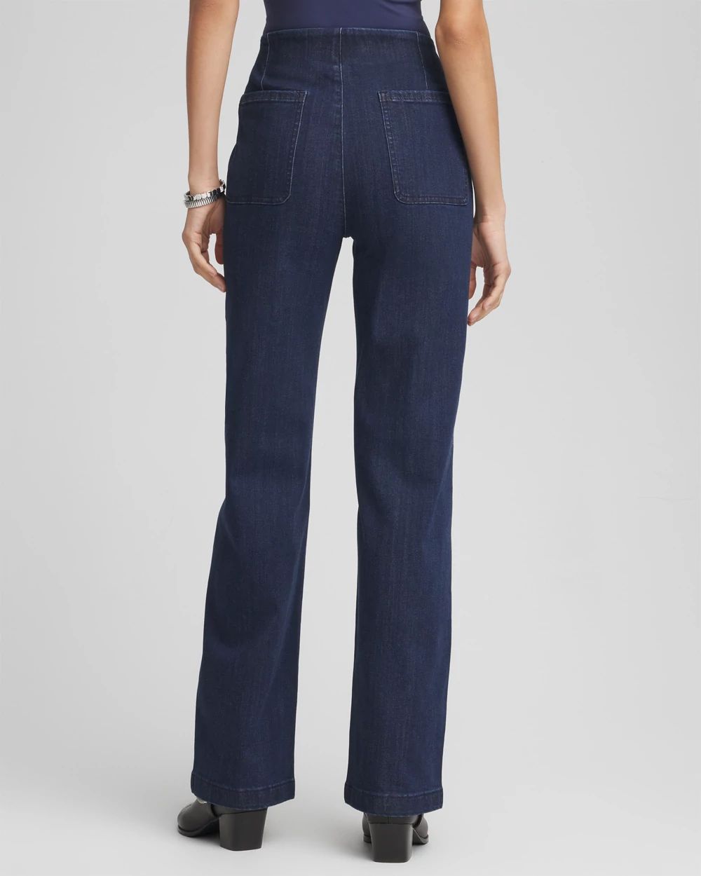 Pull-On Wide-Leg Trouser Jeans click to view larger image.