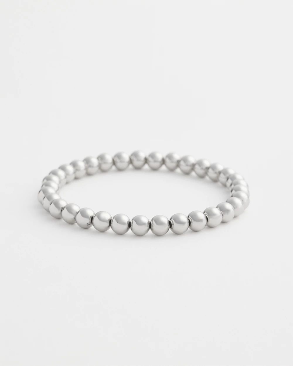 Small Beaded Silver Tone Stretch Bracelet
