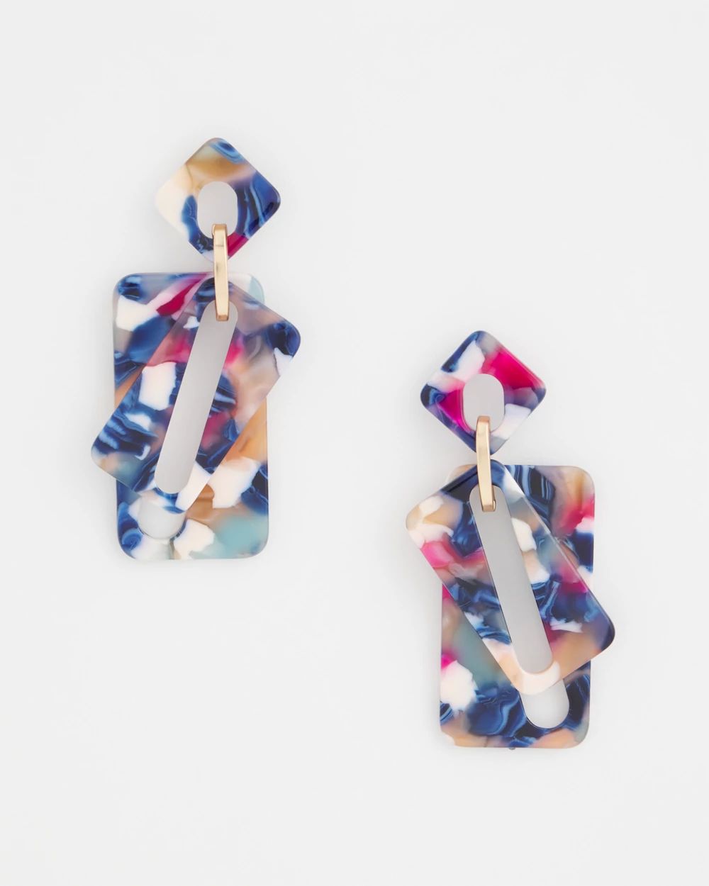 Multi Resin Rectangle Earrings