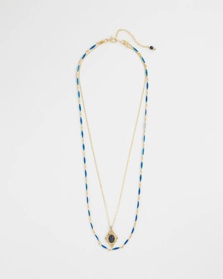 Double-Strand Sodalite Pendant Necklace