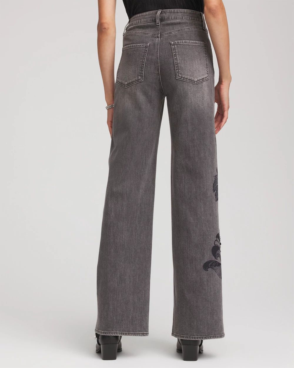 Printed High-Rise Wide-Leg Jean click to view larger image.