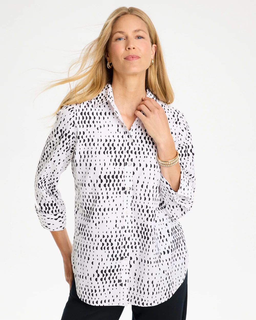 No Iron™ Stretch Geo Print Shirt