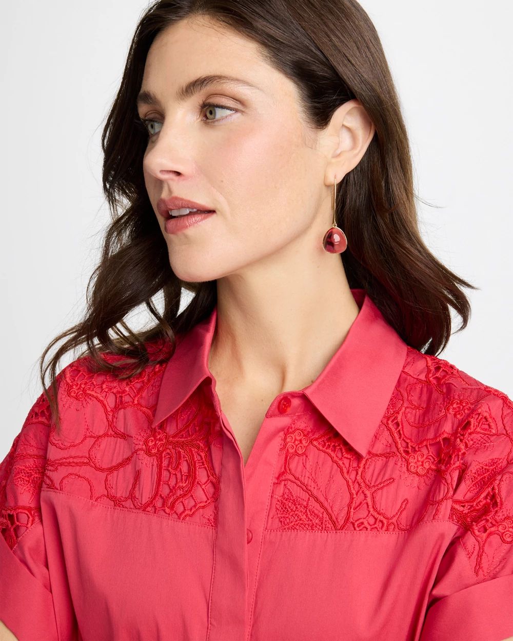 Pink Teardrop Threader Earrings