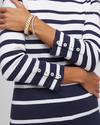 Striped Button Sleeve Pima Tee click to view larger image.