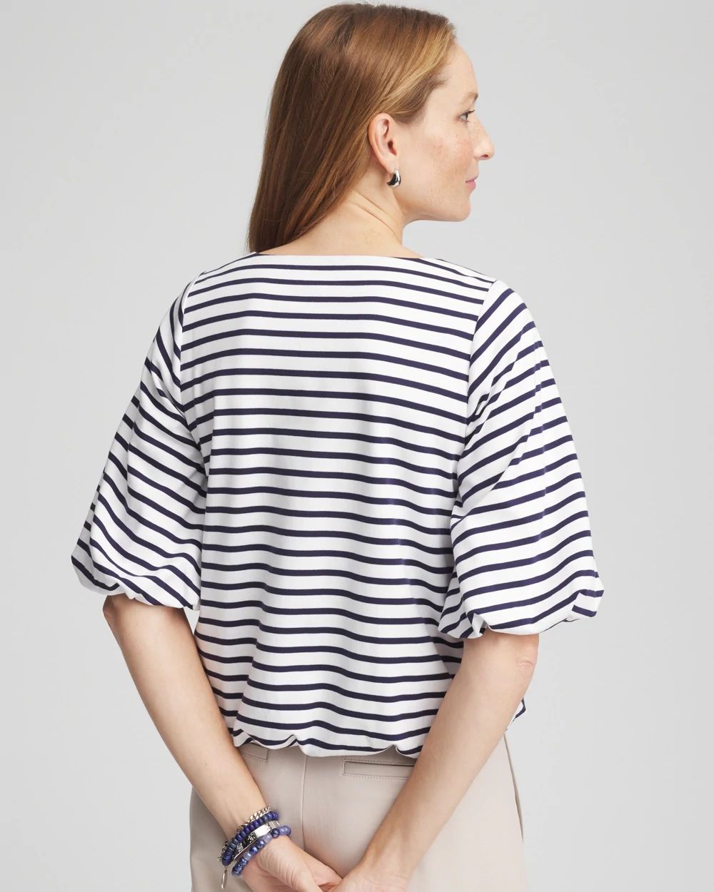 Embellished Striped Bubble Hem Top
