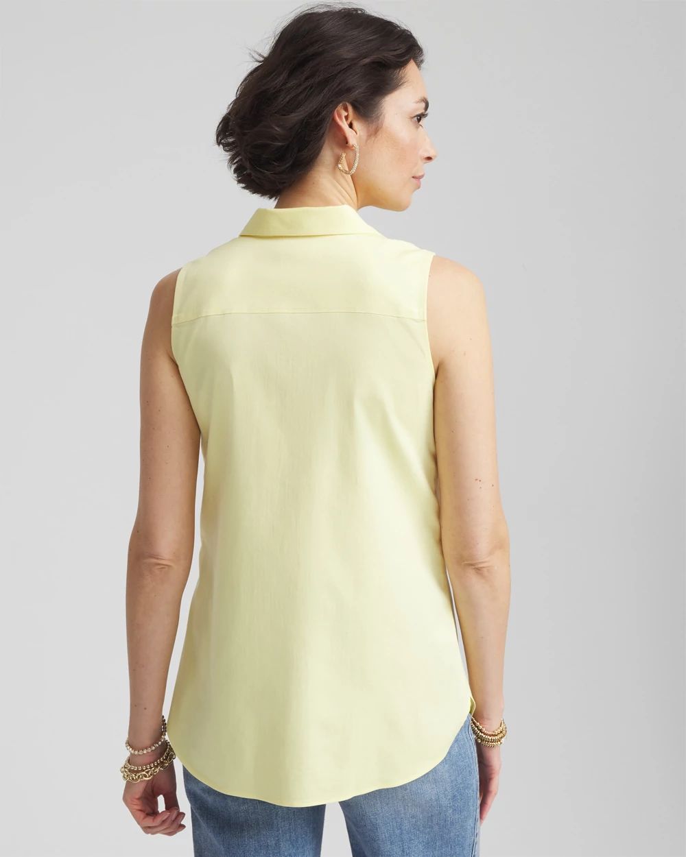 No Iron™ Sleeveless Sateen Shirt