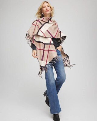 Reversible Printed Fringe Ruana click to view larger image.