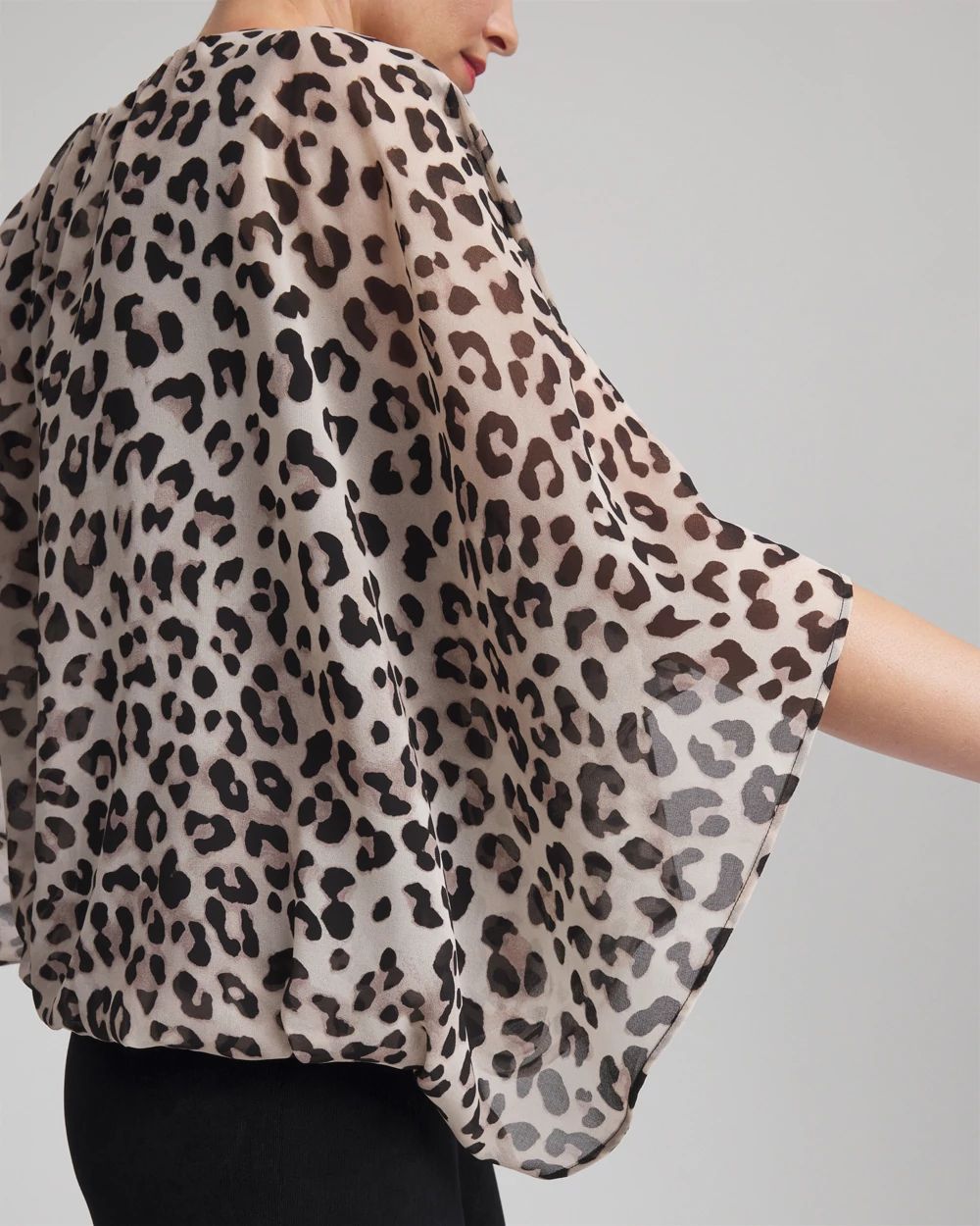 Travelers™ Animal-Print Bubble-Hem Chiffon Blouse click to view larger image.