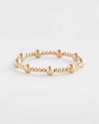 Gold-tone Medium Bead Stretch Bracelet