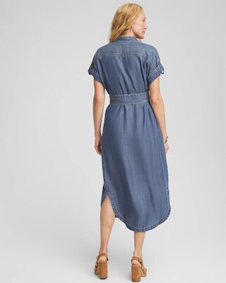 Denim Tie  Midi Shirtdress click to view larger image.