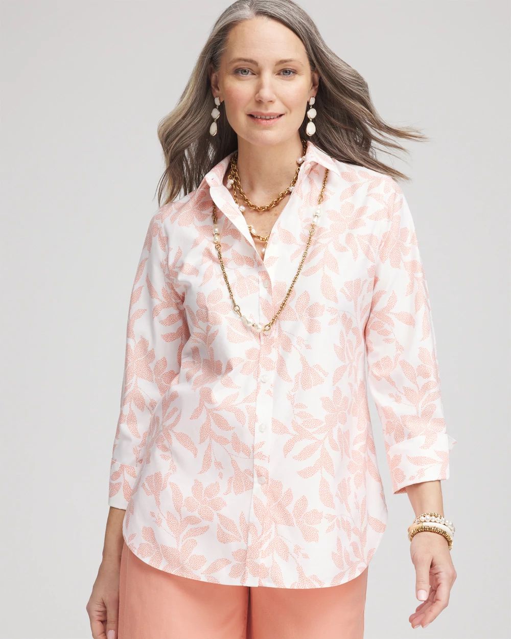 No Iron™ Floral Stretch Sateen Shirt
