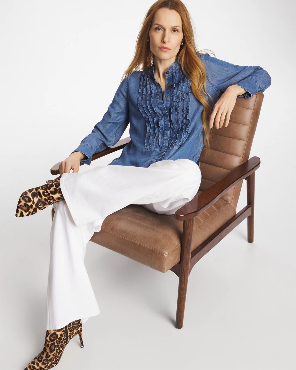 Tencel Ruffle Front Shirt