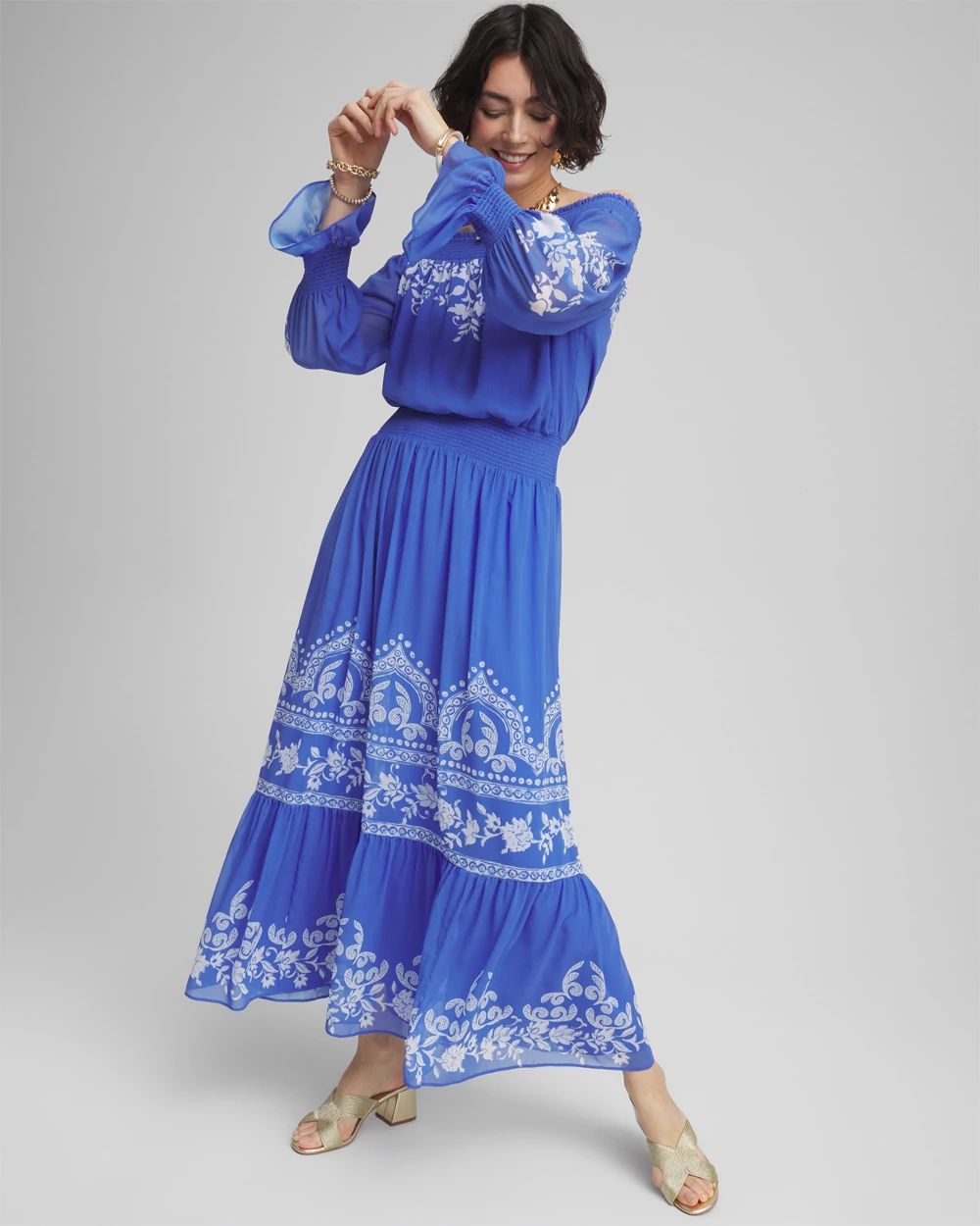 Off-Shoulder Tiered Maxi Dress click to view larger image.