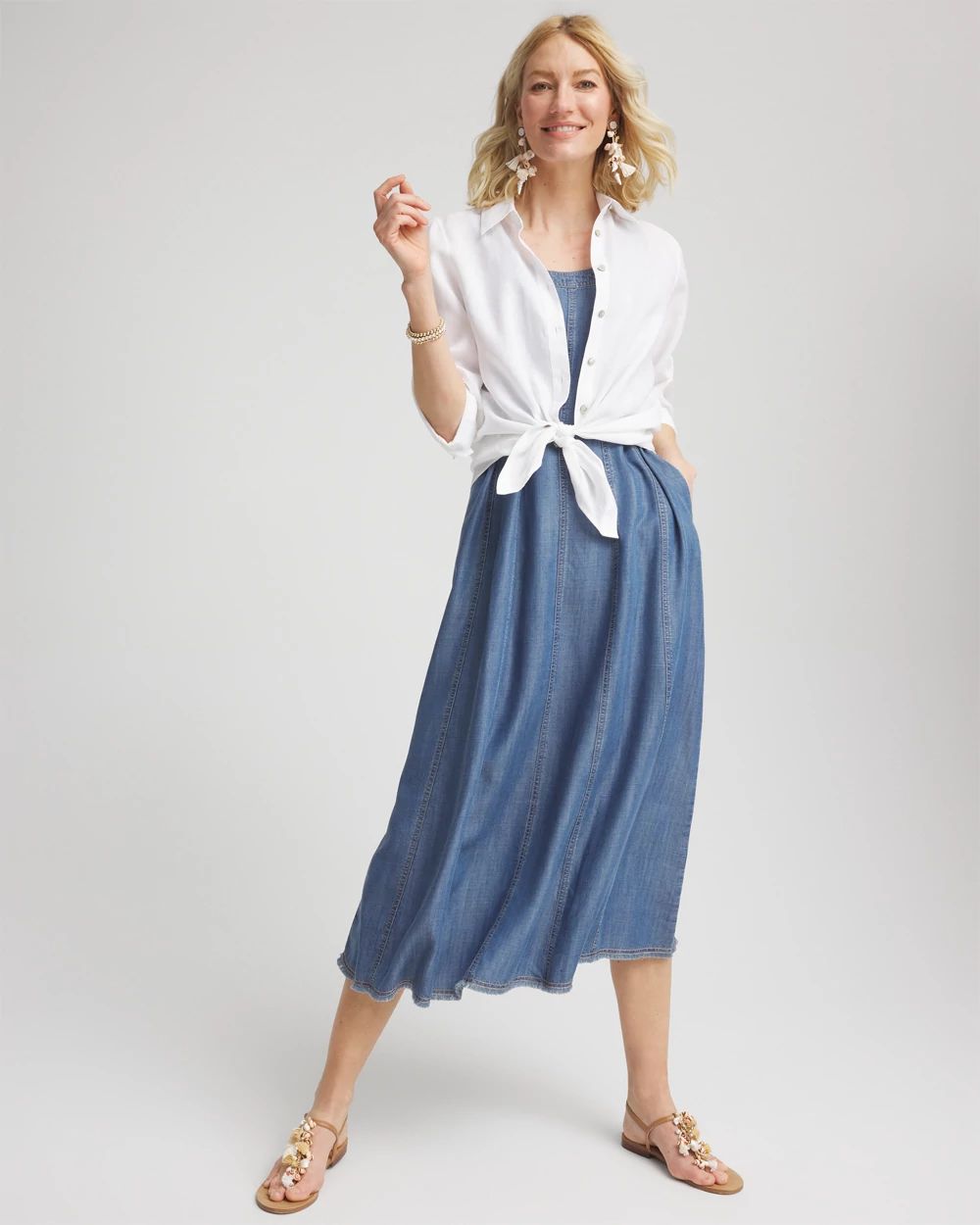 Twill Denim Trapeze-Tank Dress