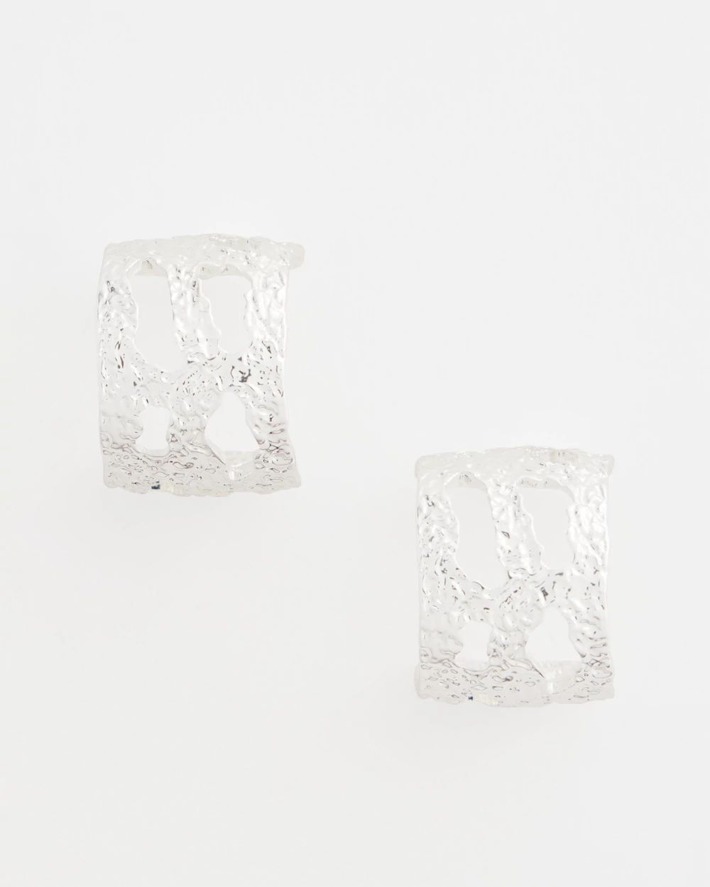 No Droop® Cutout Silvertone Hoop Earrings