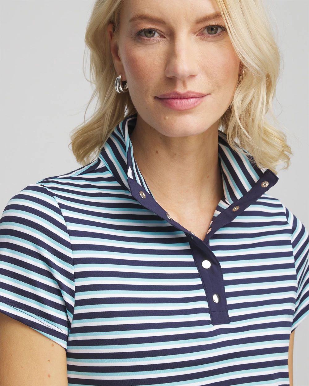 Zenergy® Striped UPF Mockneck Short-Sleeve Top