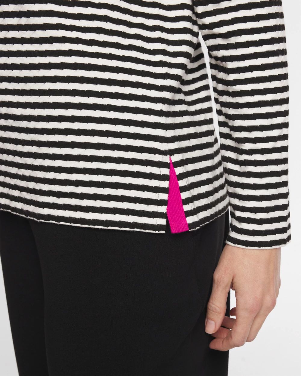 Zenergy® Striped Jacquard Contrast Pullover Top