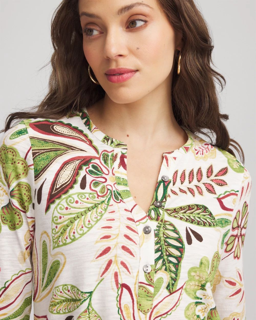 Tropical Cotton Slub Henley Shirt