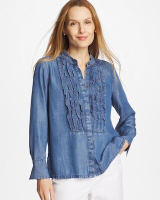 Tencel Ruffle Front Shirt click to view larger image.