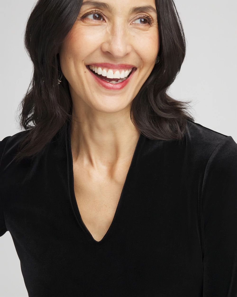 V-Neck Velour Midi Dress