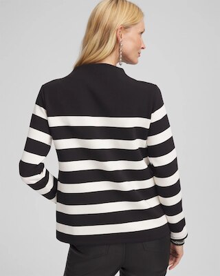 Black & White Striped Mock Neck Top