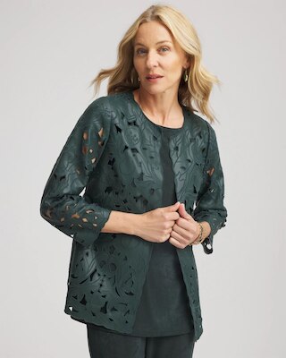 Travelers™ Collection Faux Leather Floral Jacket