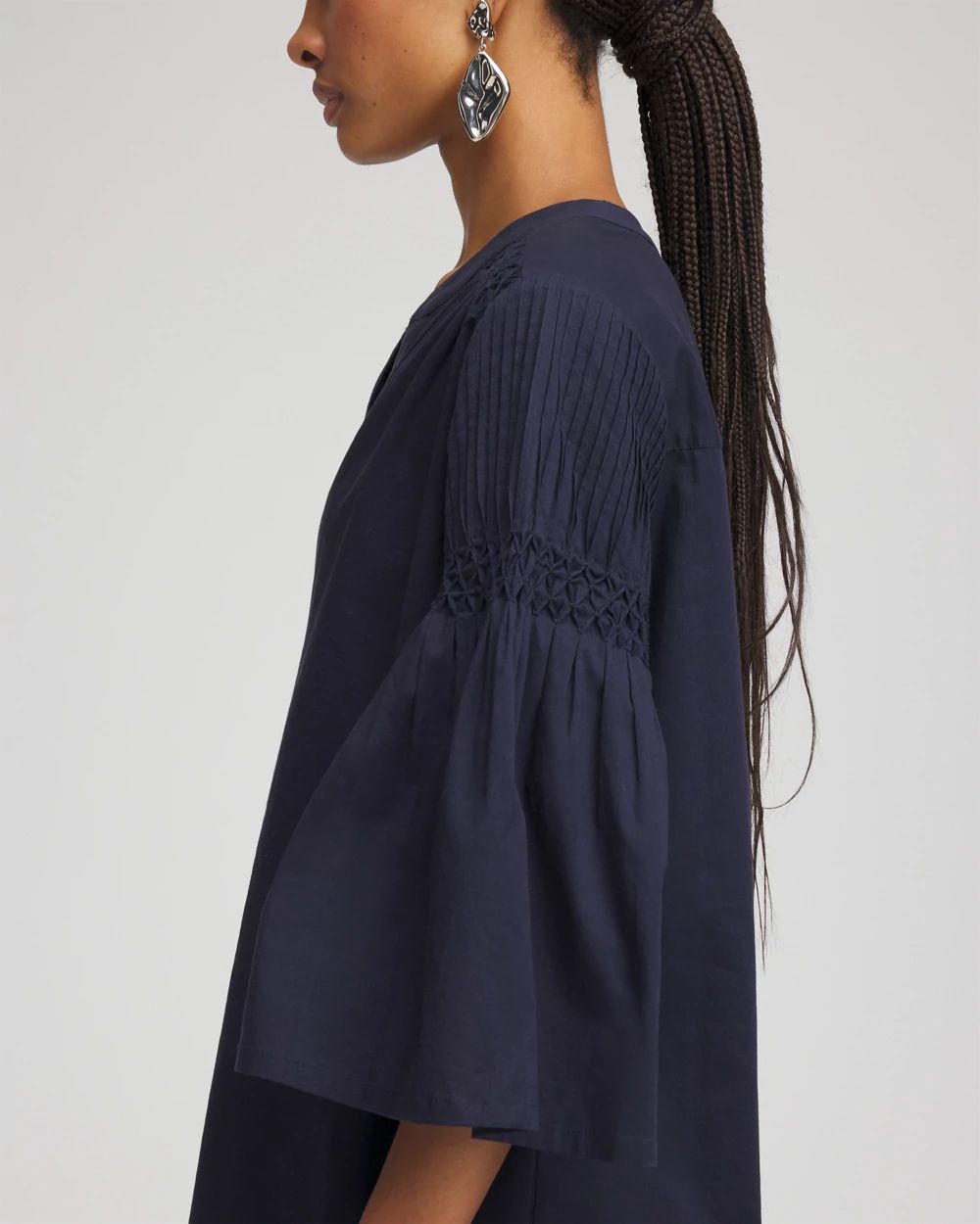 Cotton Voile Bell Sleeved Dress click to view larger image.