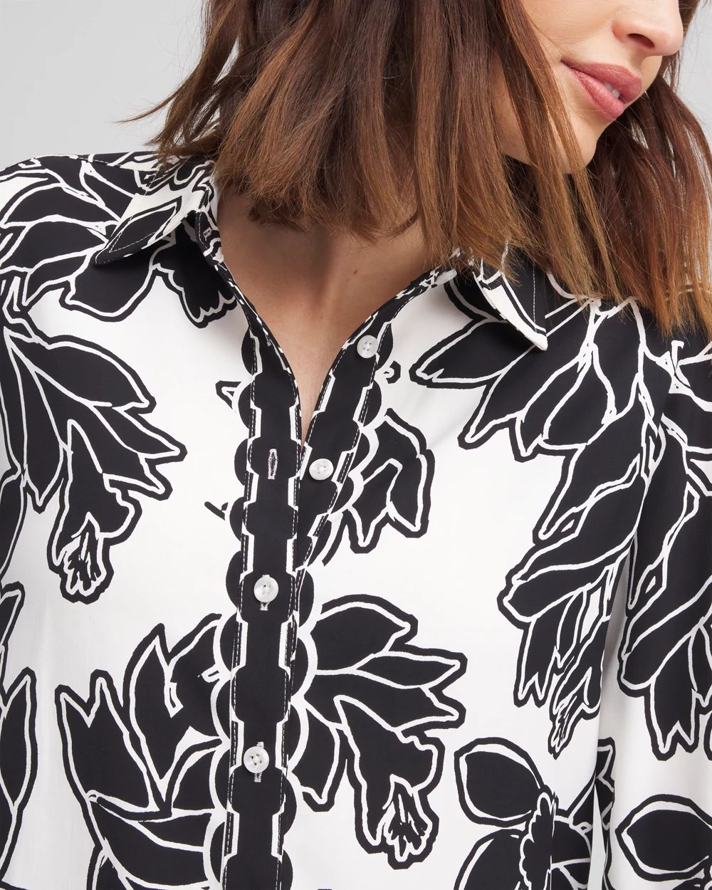 Twill Floral Collared Shirt