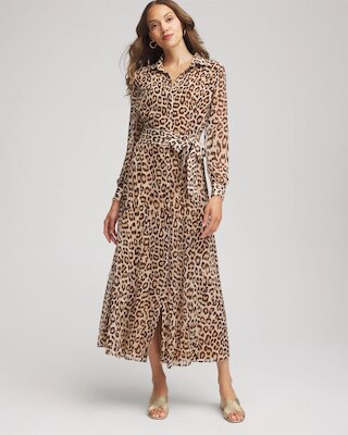 Cheetah-Print Godet Dress