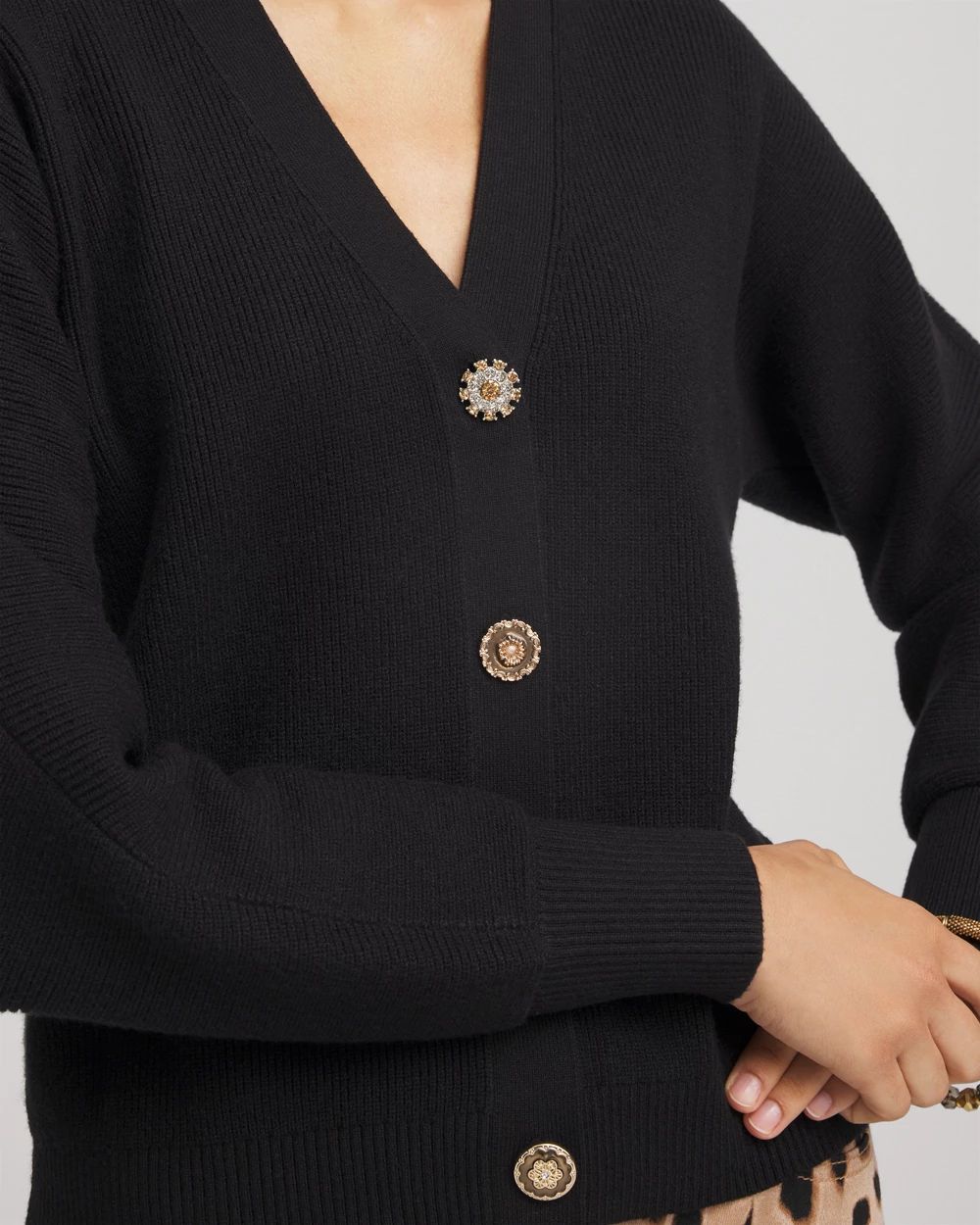 Relaxed-Fit Button-Front Cardigan click to view larger image.