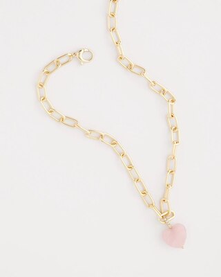 Genuine Quartz Heart Pendant Necklace click to view larger image.