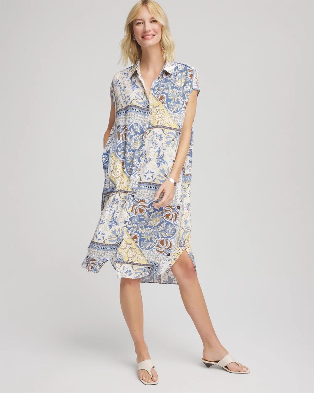 Floral Patchwork Short Shirtdress