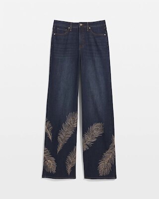 Embellished High-Rise Wide-Leg Jeans click to view larger image.