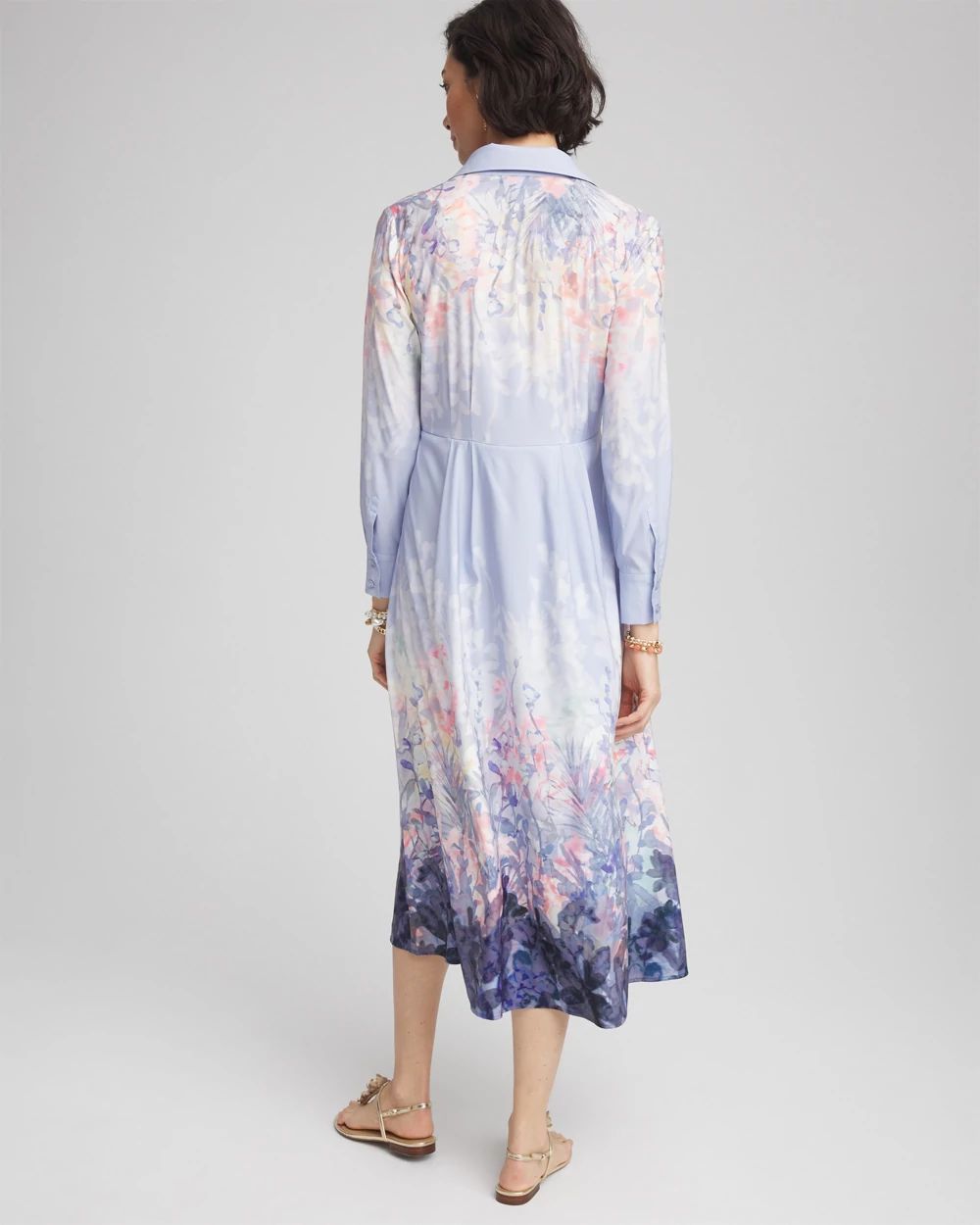 Floral Matte Satin Midi Shirtdress click to view larger image.