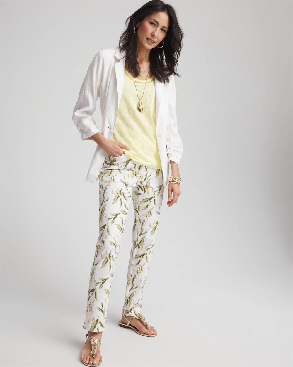 Sweater Trim Linen Tee click to view larger image.