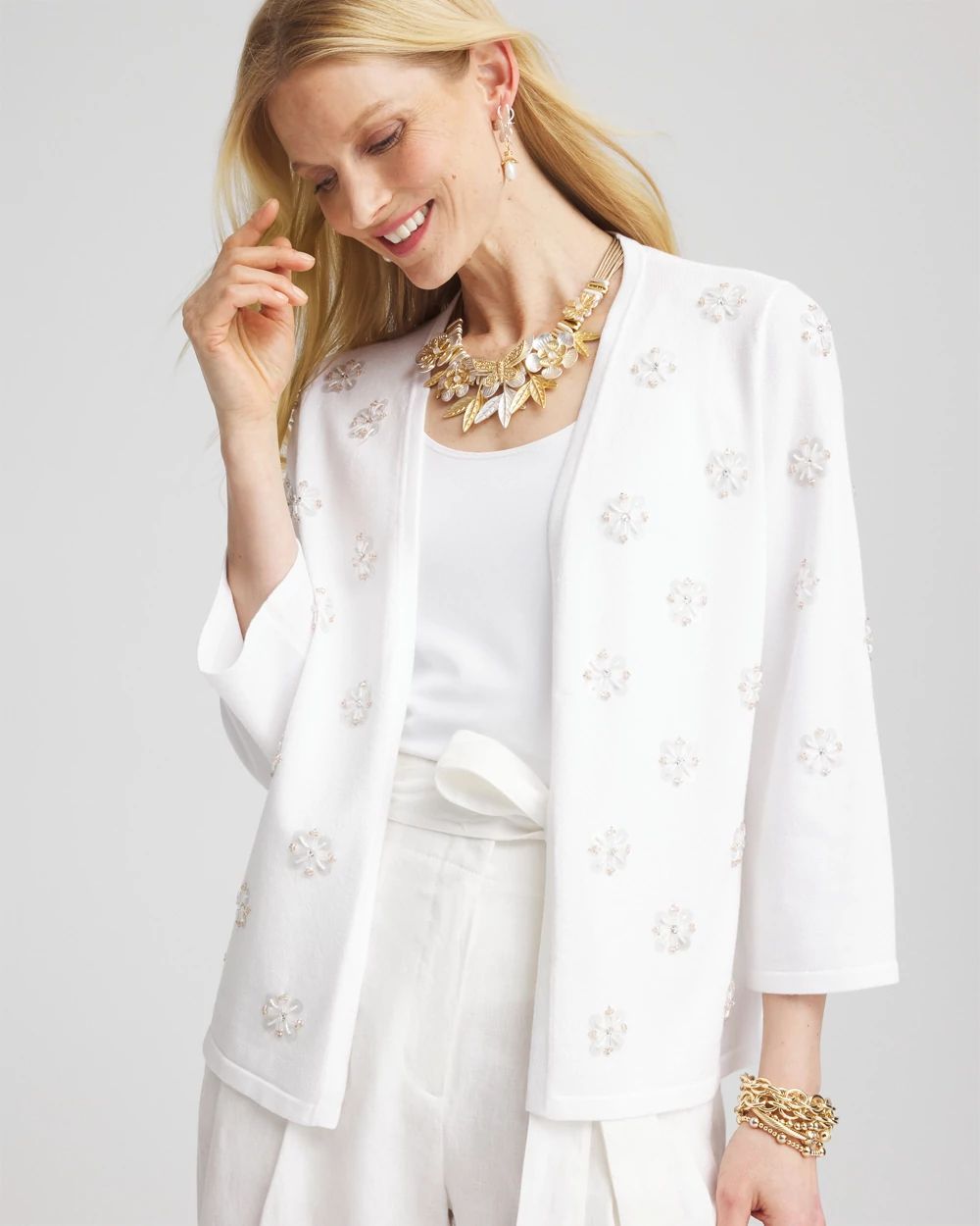 Floral Clear Sequined Cardigan