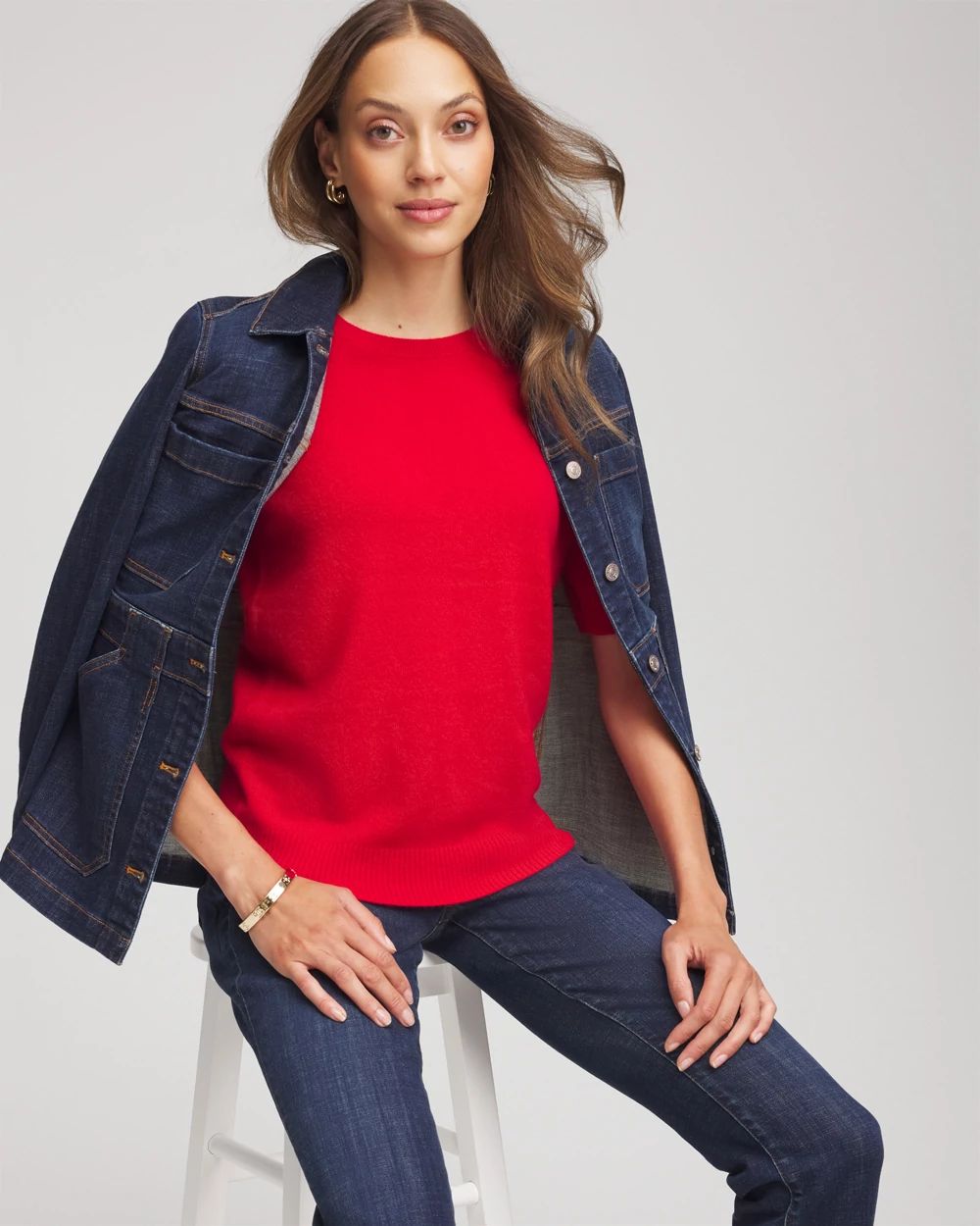 Crewneck Cashmere Pullover Sweater click to view larger image.