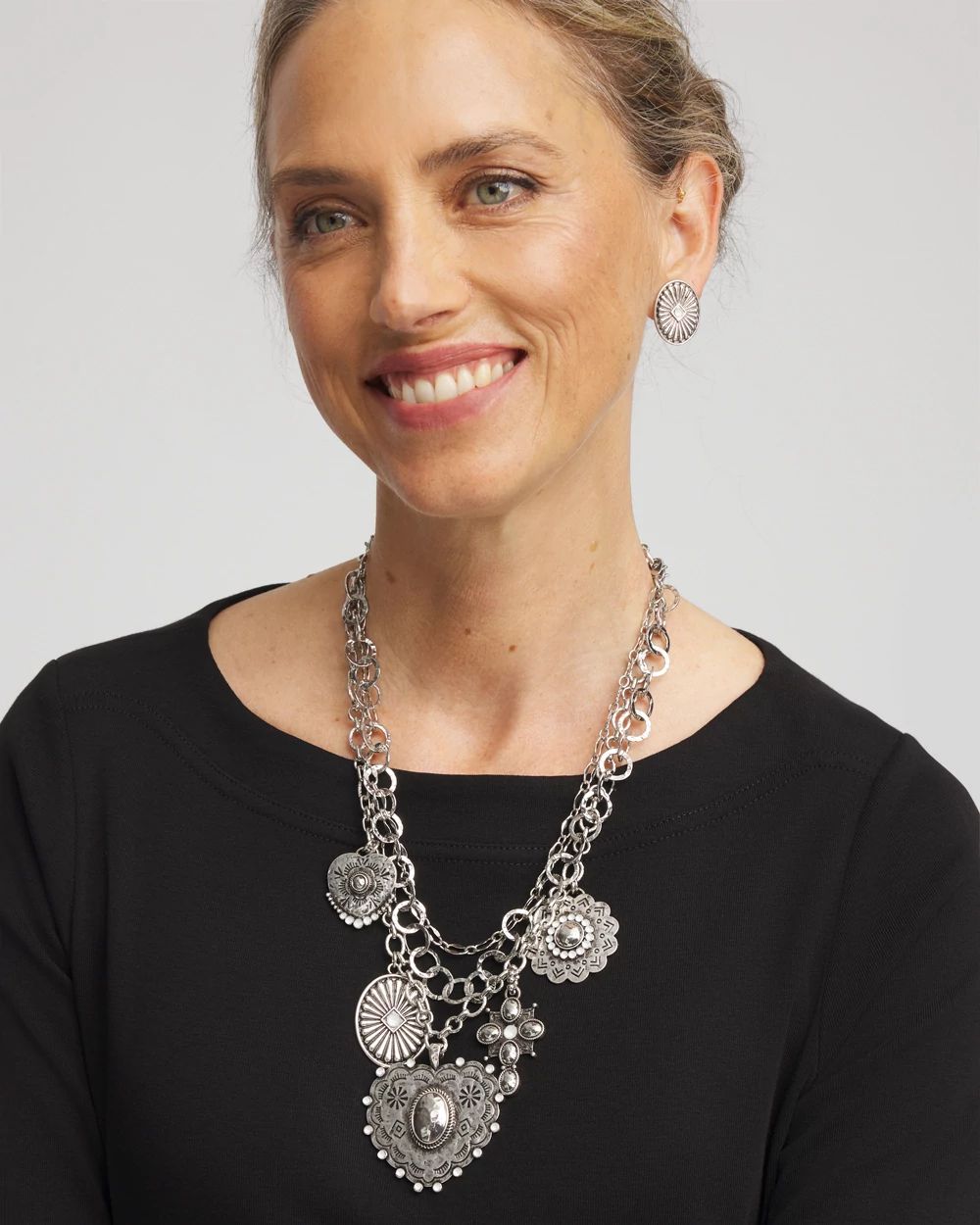 Convertible Medallion-Charm Collar Necklace