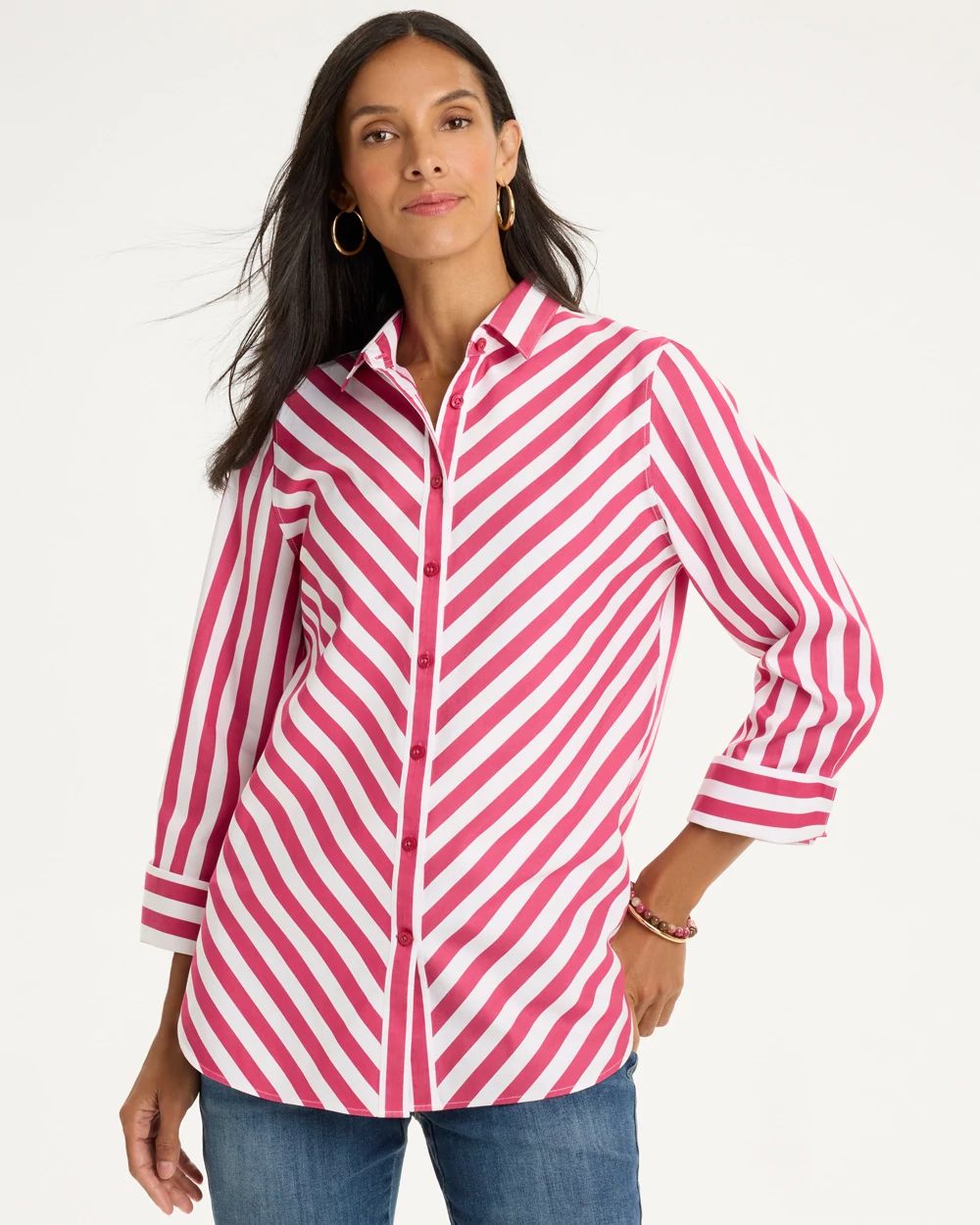 No Iron™ Stretch Slimming Striped Shirt