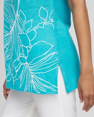 Placed Floral Linen Tunic