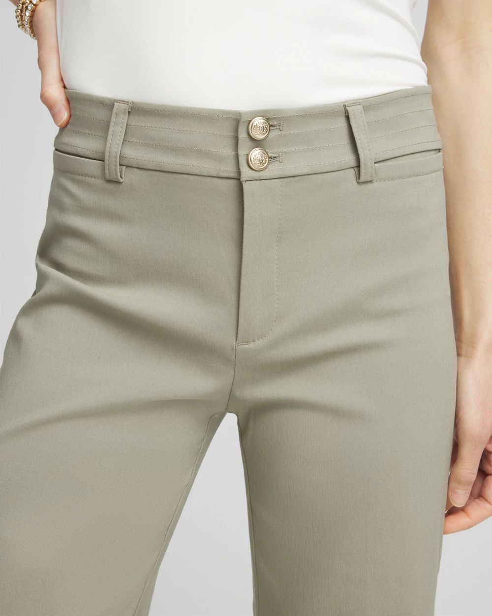 Trapunto Straight Leg Cropped Pants click to view larger image.