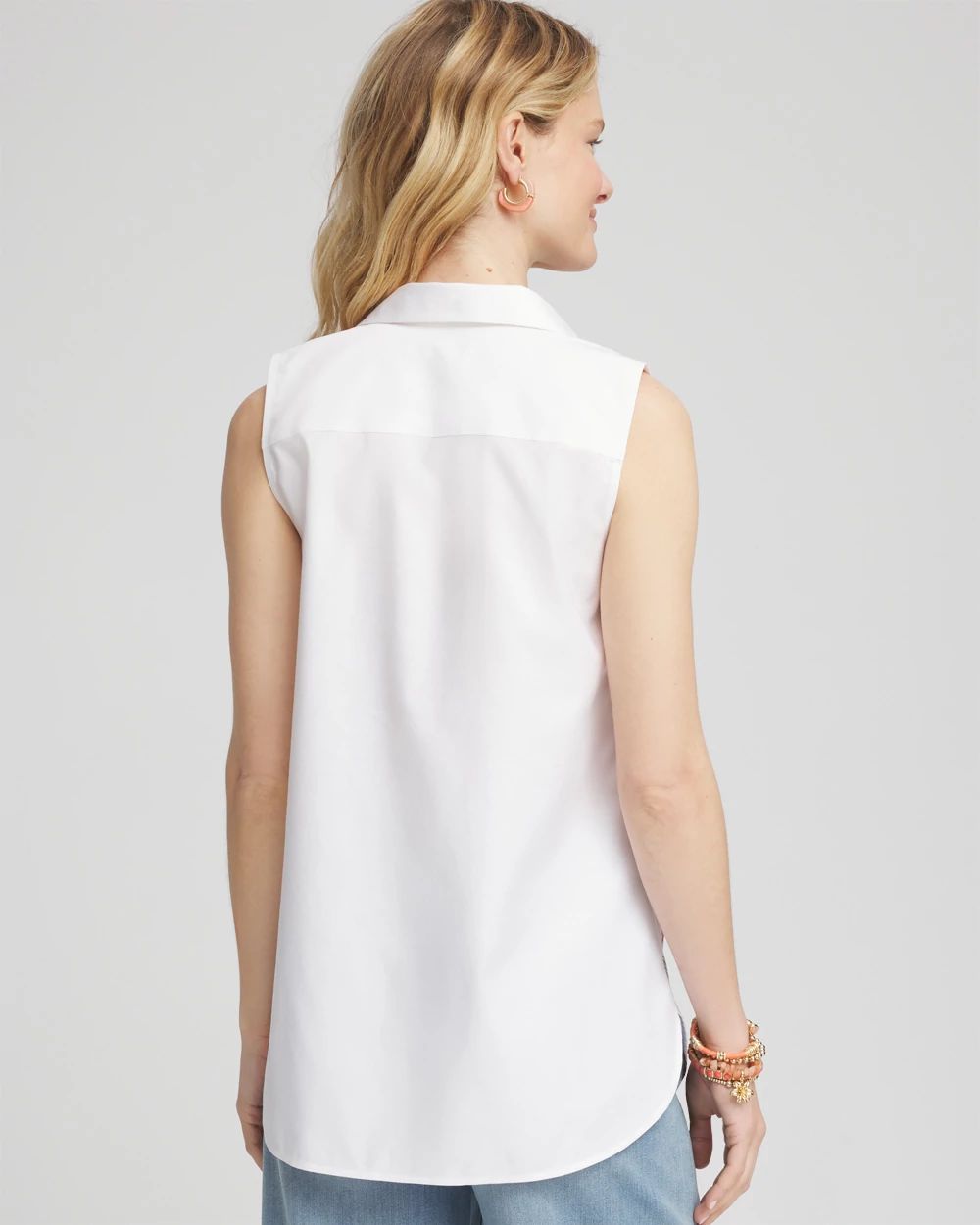 No Iron™ Tropical Floral Sleeveless Shirt click to view larger image.